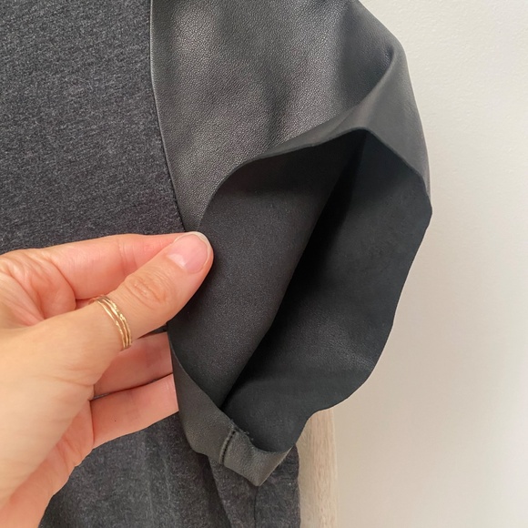 Vince Lamb Leather Short Sleeve Dark Gray Tee Size L - Picture 6 of 9